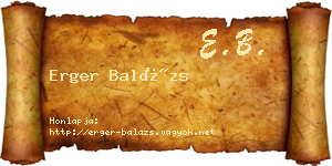 Erger Balázs névjegykártya
